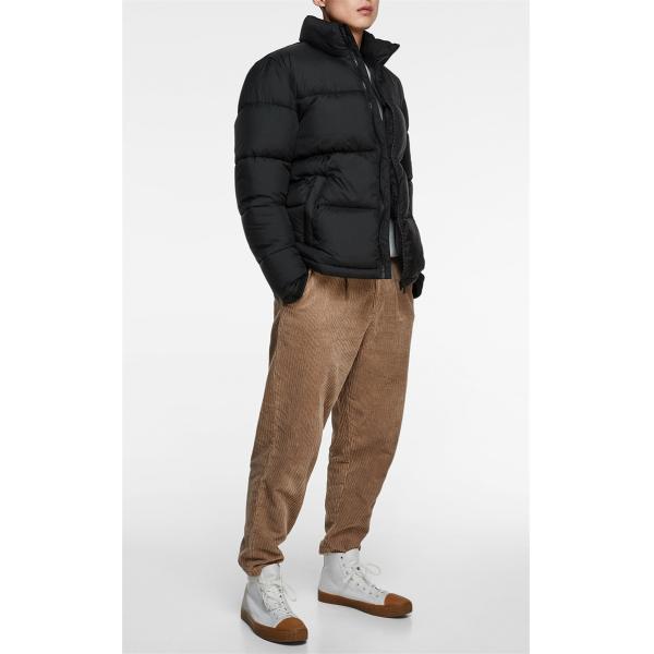 Custom Mens Black Polyester Outdoor Puffer Jacket for Winter