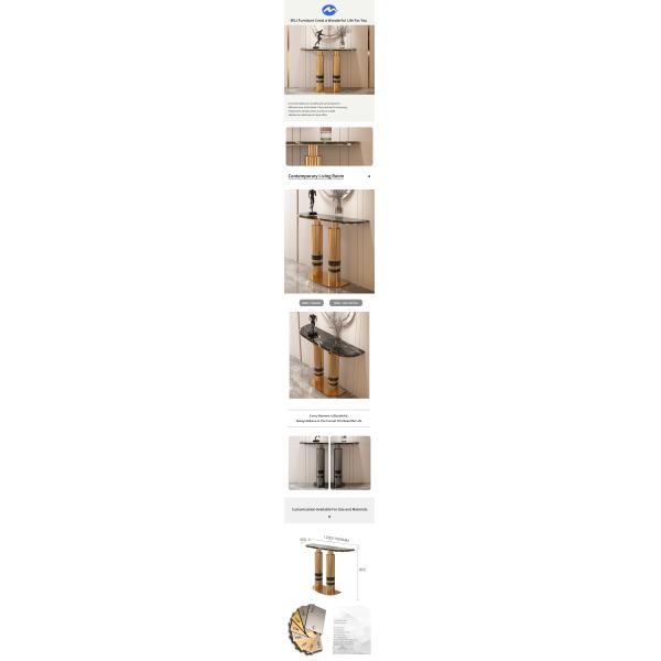 Brass Gold Entrance Console Table Marble Top Stainless Steel Console Table