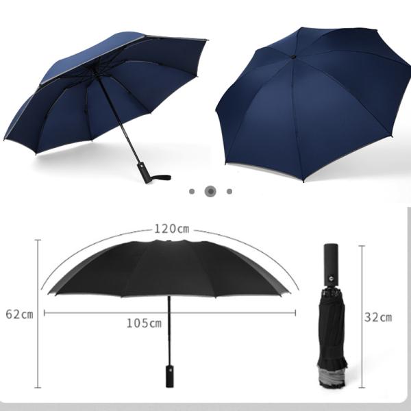 Black Metal Shaft Reverse Umbrellas with Logo Prints and Automatic Function