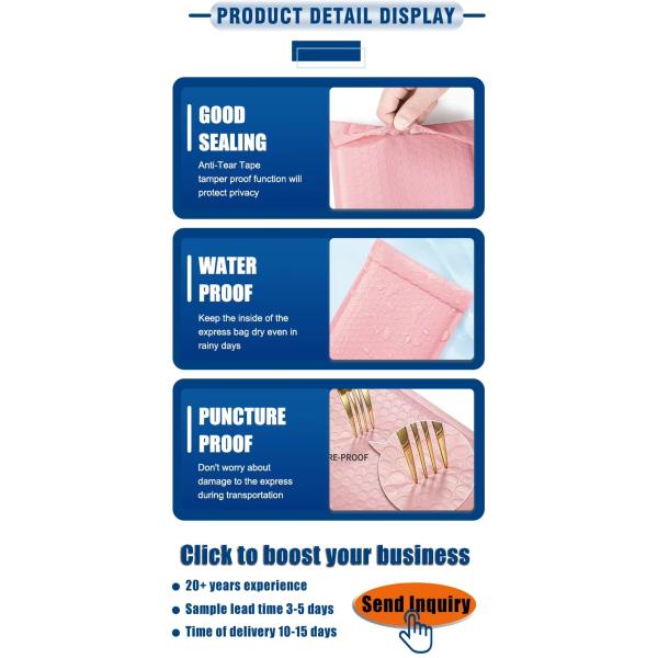 Bolsa de envío de burbujas recubierta de aluminio, engrosada, a prueba de golpes, autosellante para envío