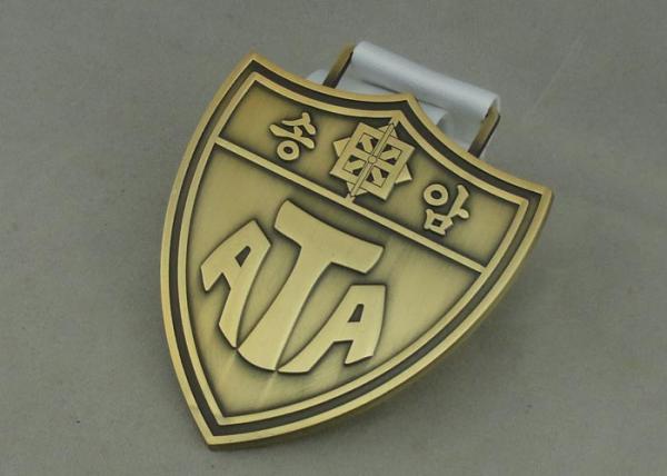 Antique Gold Die Cast  Medals , Heat Transfer Printing Ribbon Pin Badge