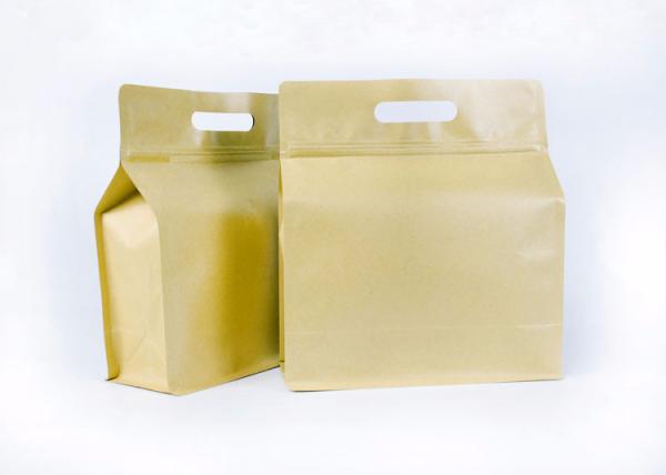 Stand Up 25x11x29.5cm Matte Kraft Paper Zipper Bag With Handle and Flat Bottom