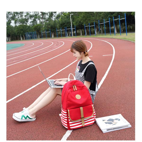 A lot of fashiona Canvas stripe School bags