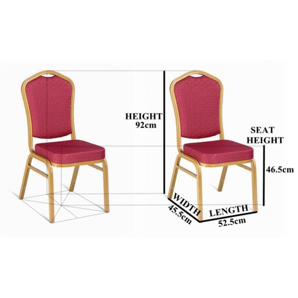 Élégance d'or métallique empilé en tissu rouge coussin d'hôtel banquet chaises pour mariage de fête