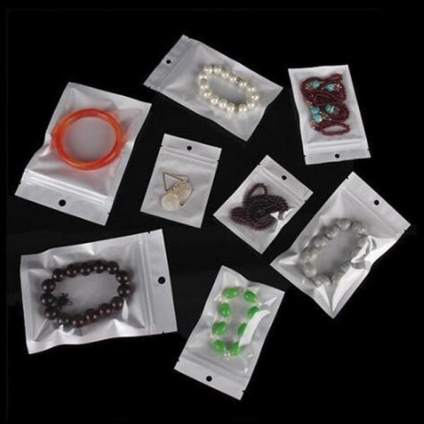 Translucent White Pearl Film Phone Case Resealable Zipper Packaging Bags With Hanging Hole