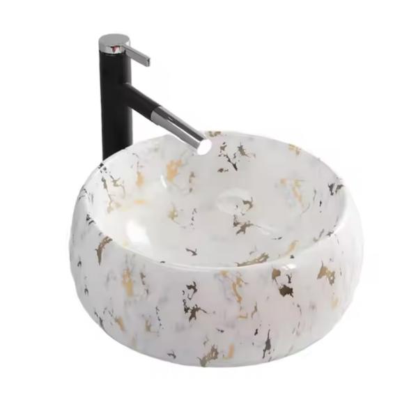 Marble Look Textured Bathroom Sanitary Ware Art Ceramic Engineered Wash Basin
