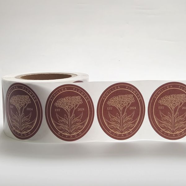 Customized Texture Paper Sticker Embossed Ellipse Label Roll Logo Design for Juice Food Cosmetic Glass Bottle