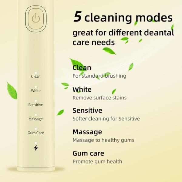 5 Modes Oral Care Electric Toothbrush Dupont Bristle Waterproof Sonic Toothbrush