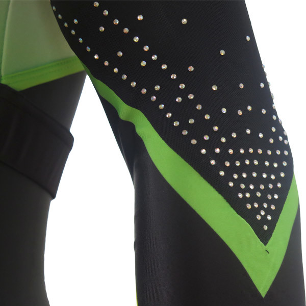 Rhinestones Sublimation Girls Cheerleading Uniform With Mesh Fabric