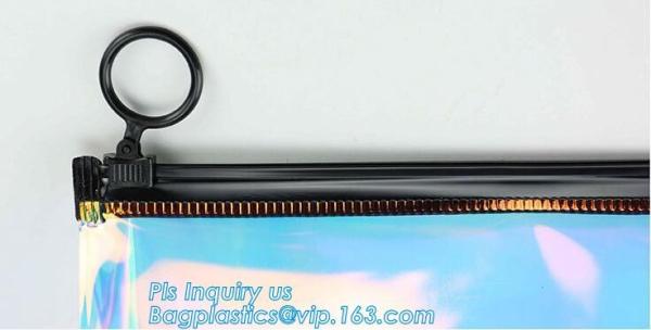 pencil case zipper slider travel cosmet bag, slider zipper clear transparent pvc packaging cosmetic bag, slider lock zip
