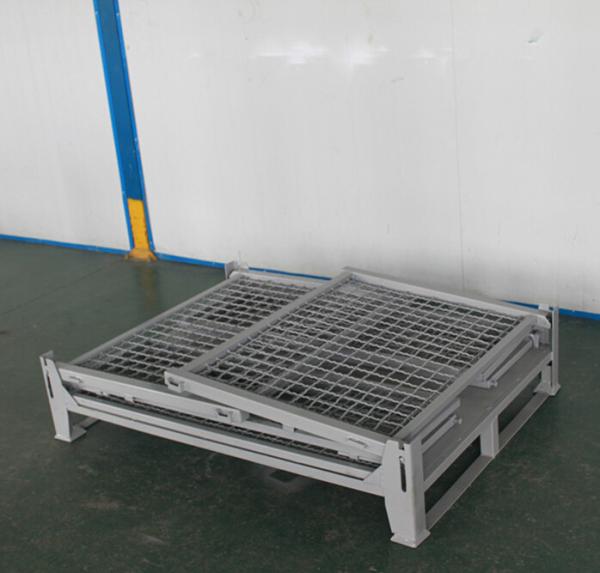 Heavy duty foldable storage box, warehouse cage work with forklift