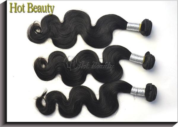 Natural Black Virgin Human Hair Extensions Not Frizzy For Peruvian 22 Inch