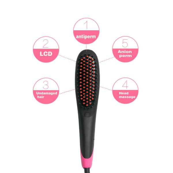 Ceramic Electric Home Hair Straightener Comb Brush With PTC Heating Plate