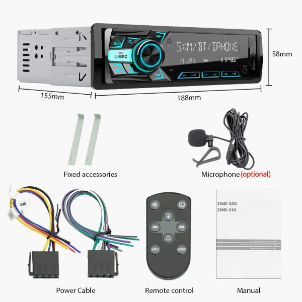 GRANDnavi Single Din Multifunction MP3 Car Player AUX Car Radio USB Car Stereo IR Remote Control