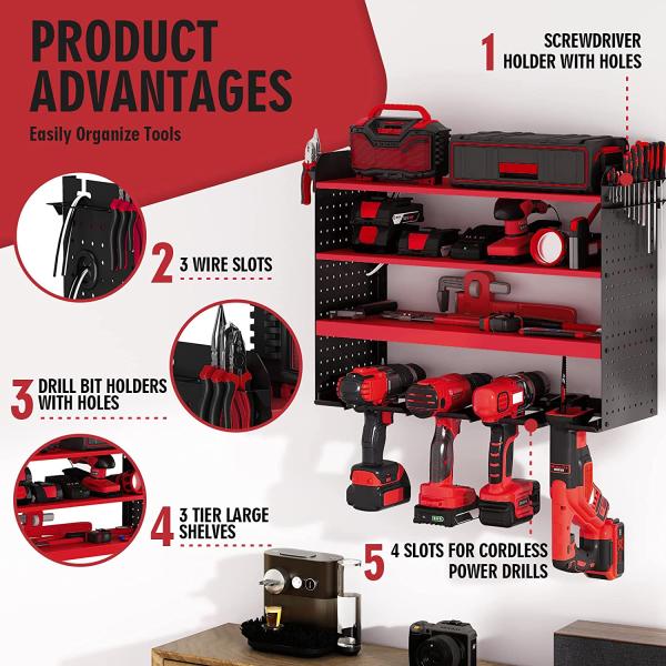 Силовой удар держатель аккумулятора гараж Пегборд Управляющий инструмент Управляющий отвёрткой