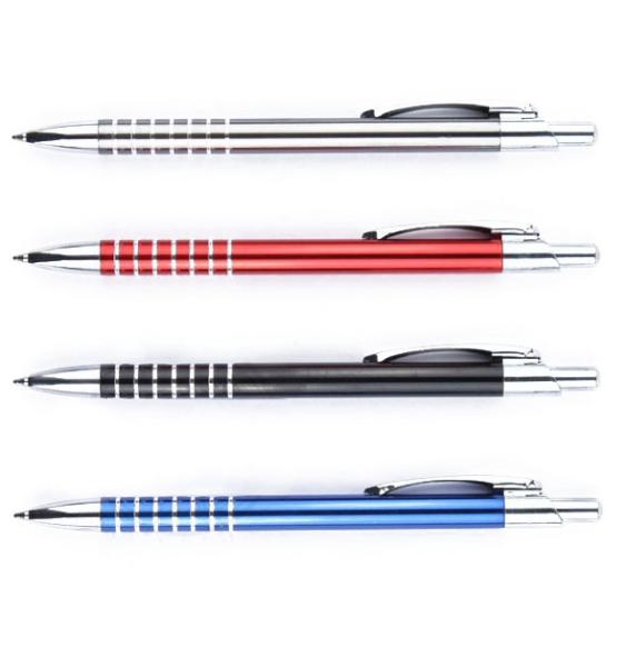 click metal aluminum ball pen with six rings,metallic barrel, cheap price