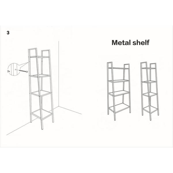 Household Four Layers 113cm Height Steel Book Rack
