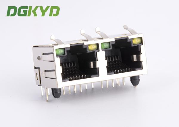 L'usine a adapté l'Ethernet aux besoins du client RJ45 Jack With LED gauche du bouclier 2 de profondeur de 15.75mm
