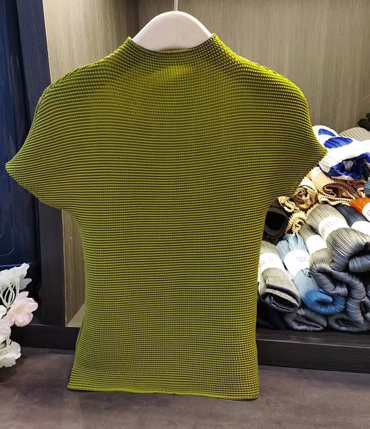 Classic Stretch Fabric Comfortable Breathable Small Stand Collar Corn T-shirt Short Sleeve Women's Clothing Women's t Dress