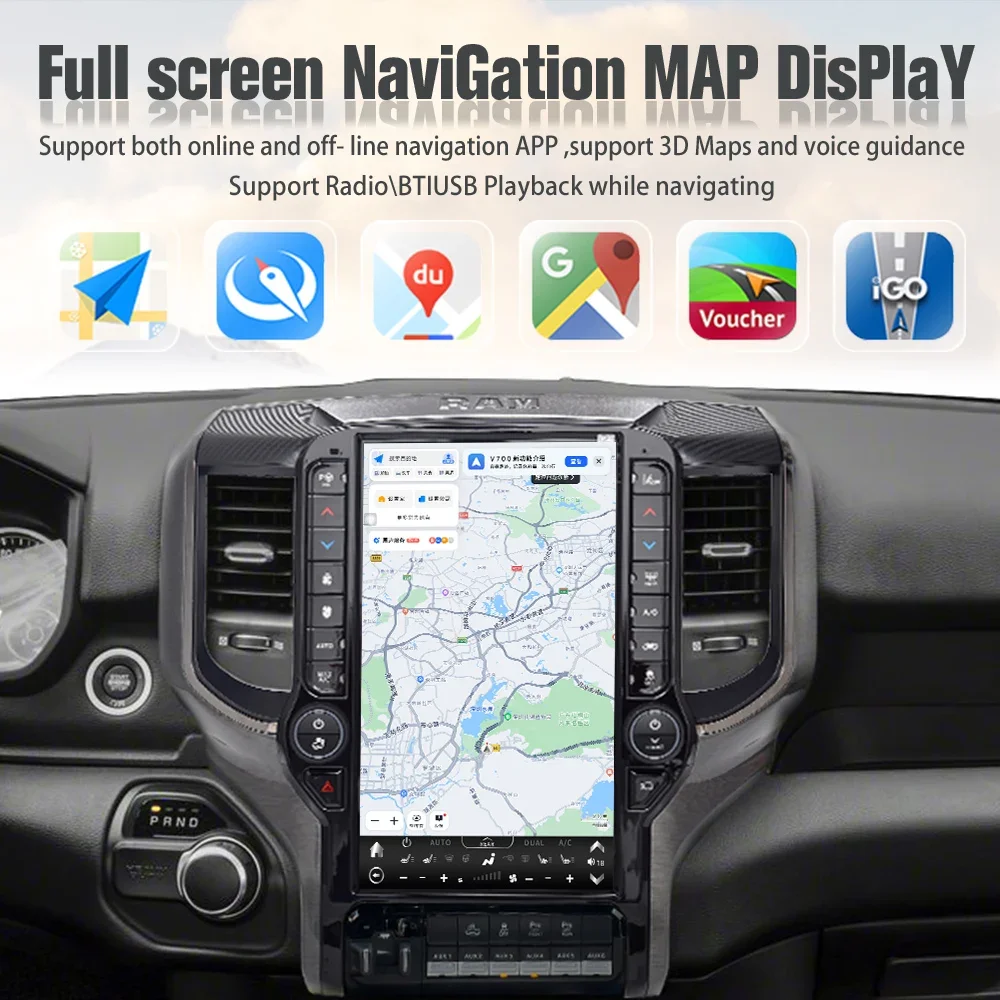 2019-2024 Dodge Ram 1500 Послепродажное радио Автомобильное стерео Carplay 13,6 дюйма Android головной блок