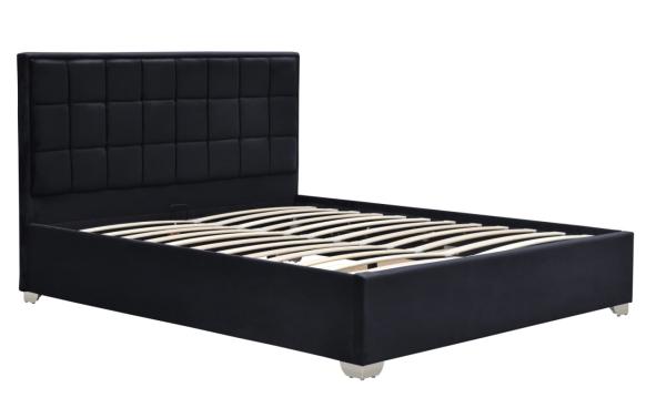 Black Plush Velvet Upholstered Gas Lift Bed Stain Resistant With Four Metal Feet