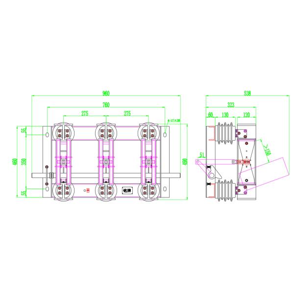 4000A 11kv Indoor Three Phases  Isolation Switch with Motor Operating Mechanism