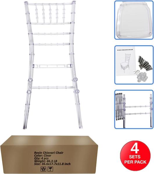 Clear Dining Chairs Crystal Transparent Seat, Modern Dining Chairs, Side Chairs for Wedding Party Event Reception