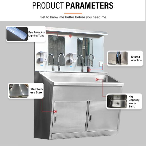 Стиральная раковина для двух человек из нержавеющей стали для очистки лабораторий и электроники