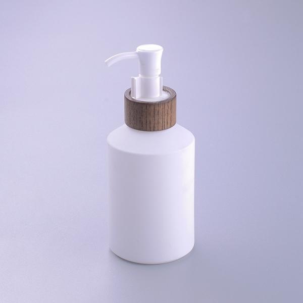 200ml Oblique Shoulder Coated White Glass Bamboo Cosmetic Jars With Wooden Cap