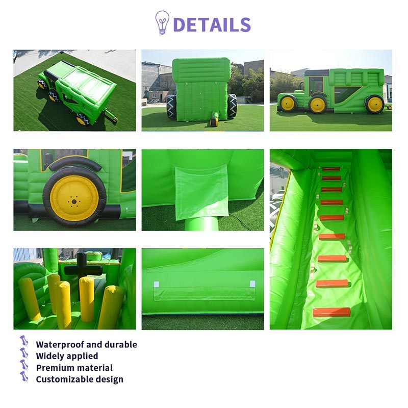 Commercial Grade Inflatable Tractor Obstacle Course Farm Theme Inflatable Challenge for Party Rental Kids Fun