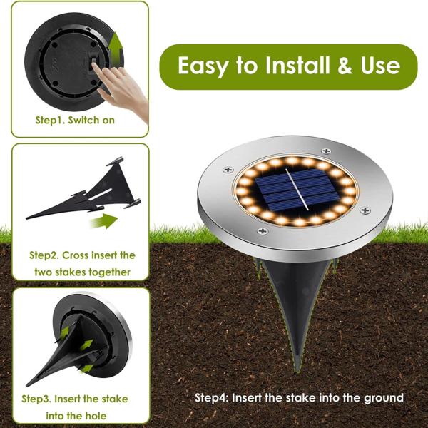 Lâmpadas de jardim LED com energia solar IP65 0,5W Lâmpadas de via solar