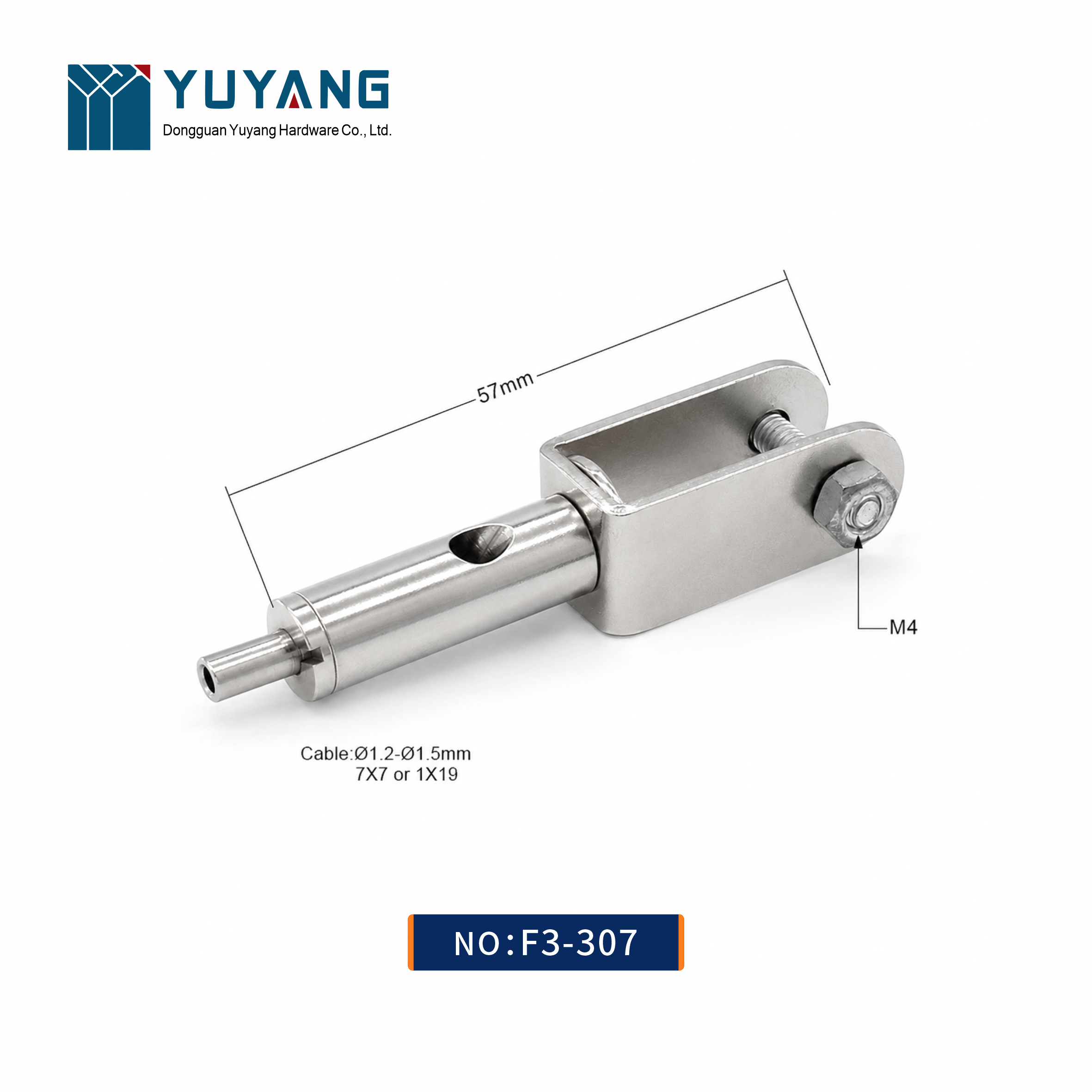 F3-307 Fork Gripper Ceiling Attachment M4 Thread 57mm for Wire Rope Hanging System