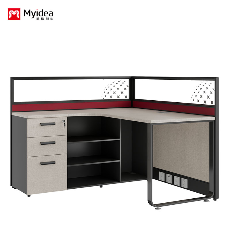 Glass-Screened Office Cubicle Desk – Stylish and Functional for Open-Plan Workplaces.