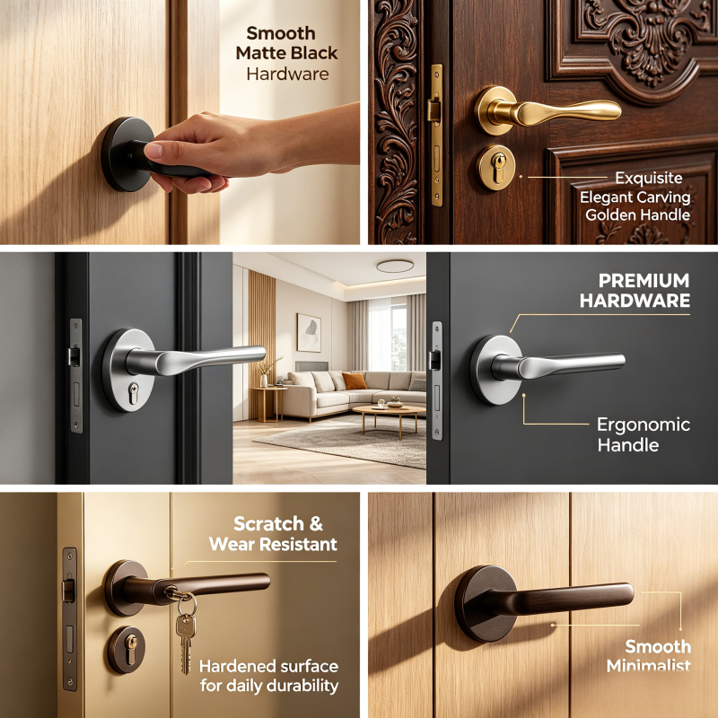 Multi-Style Gold Lever Door Handles Silver Interior Door Handles Modern Industrial Ergonomic Scratch-Resistant