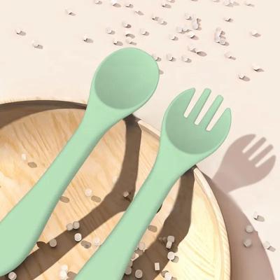 Baby Nontoxic Silicone Kitchen Product Fork And Spoon Practical