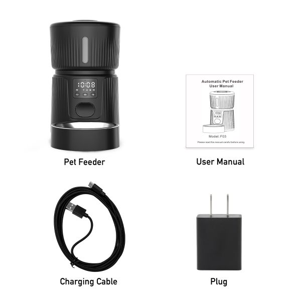 Pet Smart Automatic Food Dispenser 3L Stainless Steel Eco-Friendly Chargeable Battery for Dogs and Cats