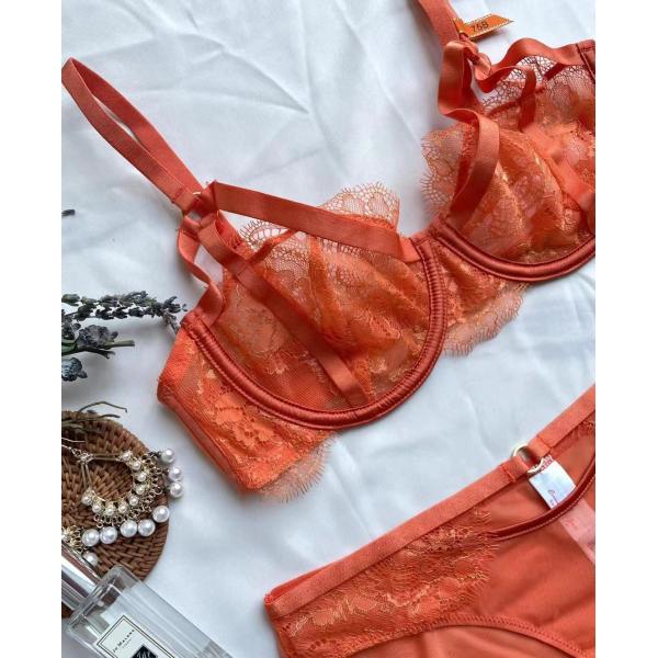 Ультра тонкие наборы нижнего белья дам шнуруют наборы бюстгальтера и Panty женщин сплошного цвета