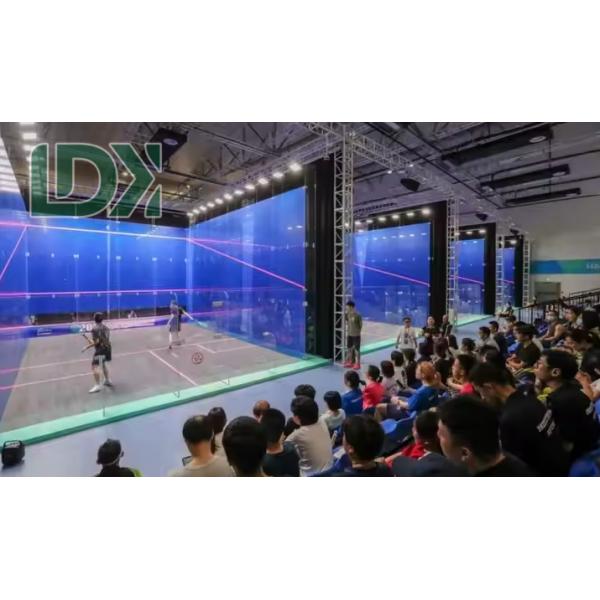 Squash Indoor Court With Lamps Glass Back Wall Squash Court Fittings In Blue Or Customized Design