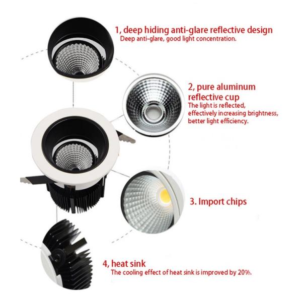 Anti Dazzle LED Ceiling Spotlights 18W Commercial Electric Downlight