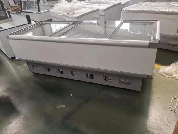 Commercial Direct Cooling Glass Door Display Freezer Horizontal Island Cabinet