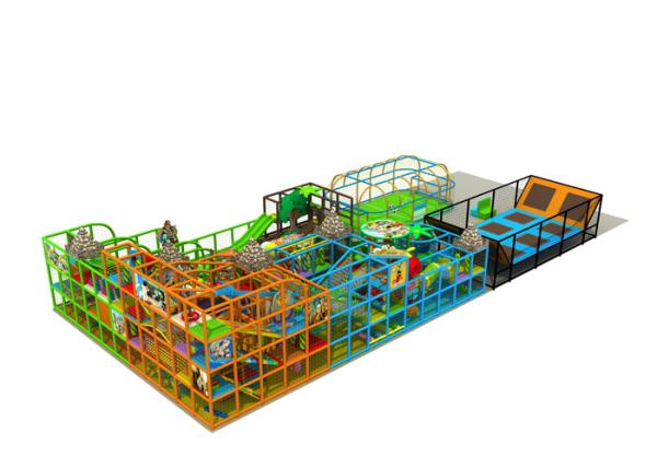 Large Indoor Play Structures / Indoor Playground Set With Soccer Playing Area And Trampoline