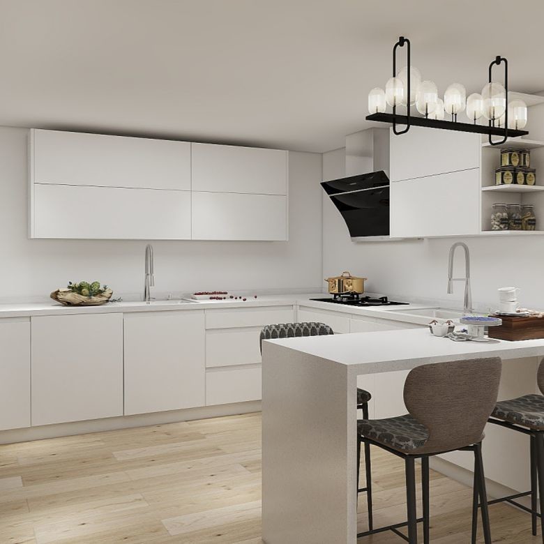 MDF Door Material and Blum Hardware Combination Newest Modern Lacquer Kitchen Cabinet