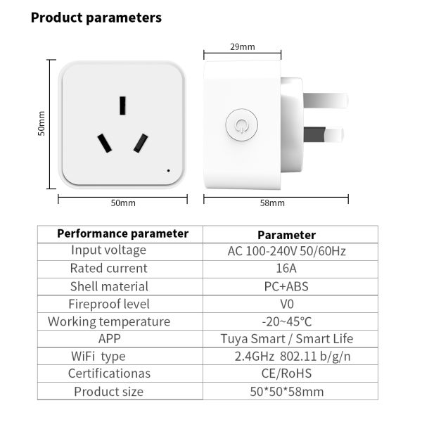 Type I AU Plug Smart Wiring Devices 240V Wifi Outlet For Home Automation
