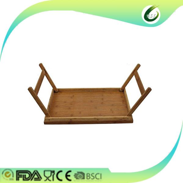 Natural solid wood bed tray with melamine surface and foldable legs