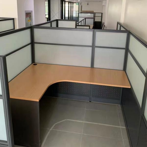 Black Office Desk Workstation With Office Privacy Screen Partition