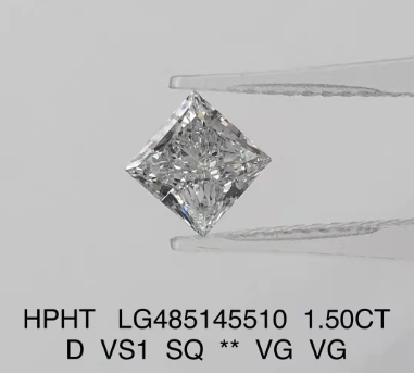 Бесцветный принцесса вырезать лаборатории выращенный бриллиант ювелирные изделия 1,5 Ct D VS1 VG HPHT бриллиант