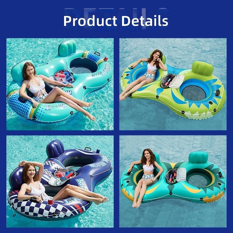 Custom Inflatable Floating Raft Double Lounge Chair Mesh Water Float Bed Pool Mattress