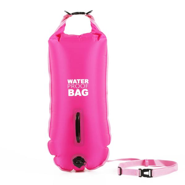 20L 28L 36L PVC Nylon Triathlon Swimming Buoy Inflatable With Dry Bag