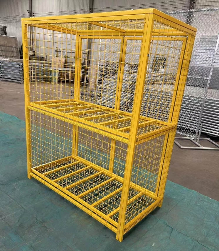 Storage Mesh Gas Bottle Cage Yellow Blue Steel Stackable Propane Tank Cage
