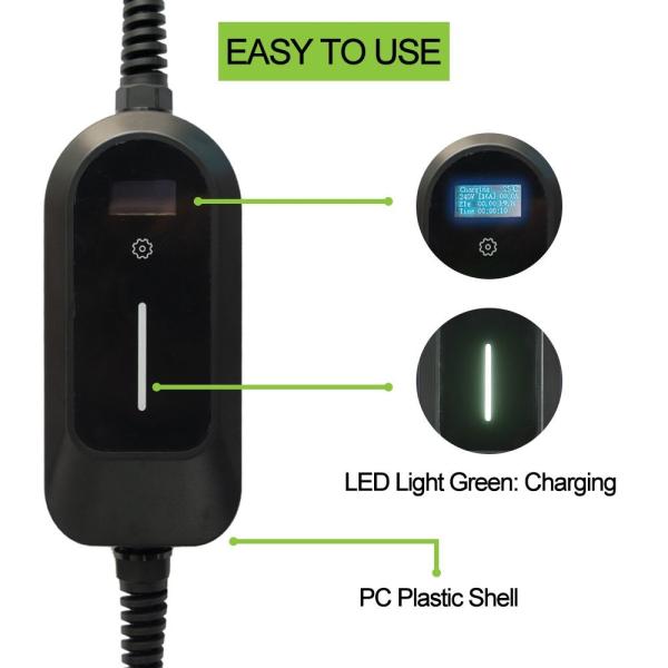 IEC 62196 Portable Ev Charger 220V 7KW MAX 32A SAE J1772 GBT 20234